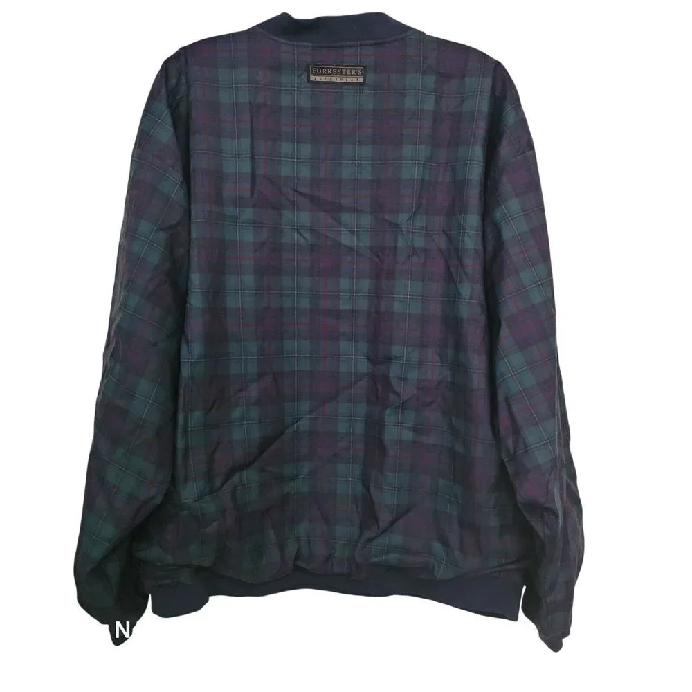 VTG Forresters Mens Plaid Pullover Sweater XL Green Blue Polyester Outerwear Mad